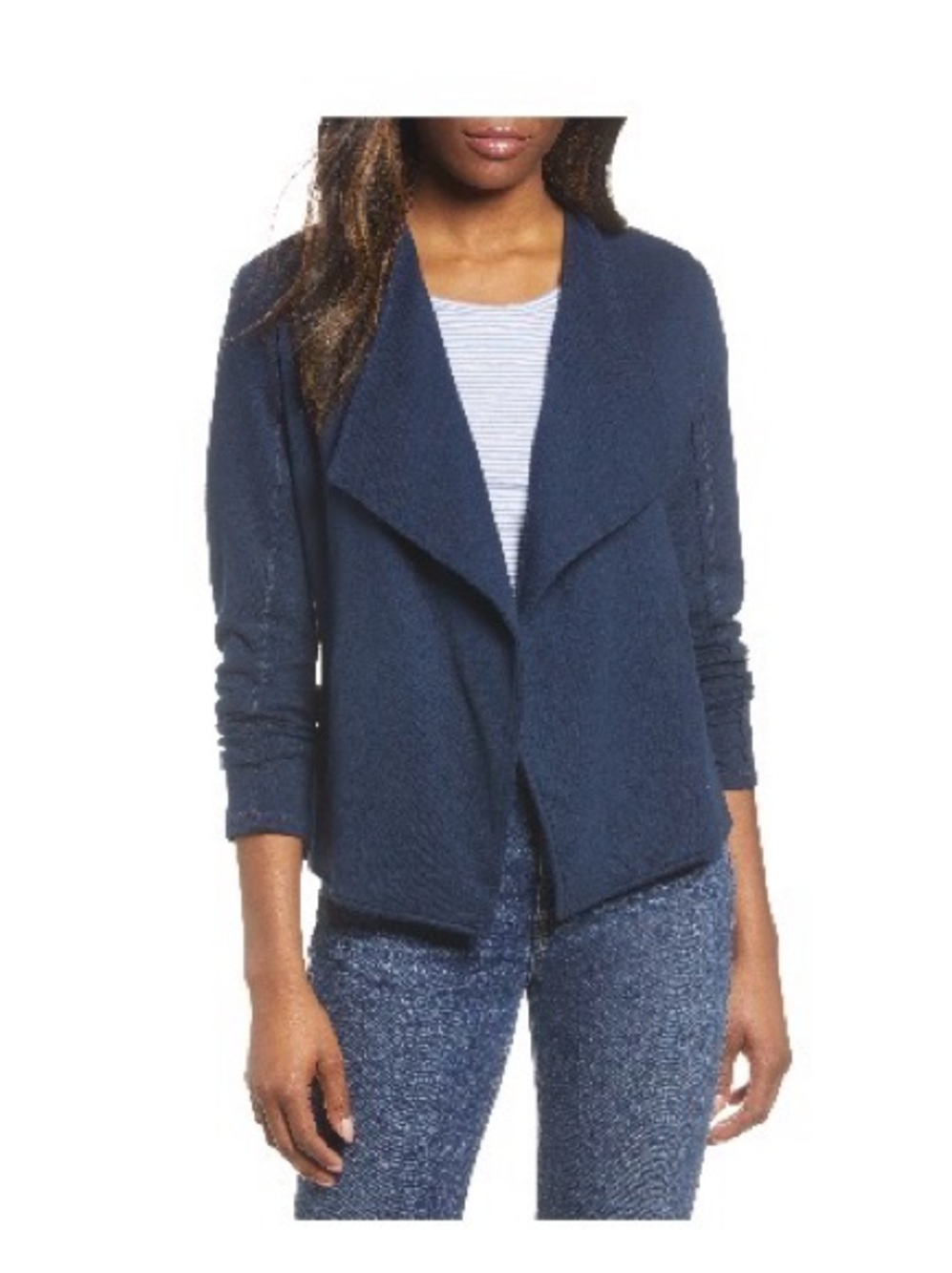 Caslon Navy Knit Handkerchief Cardigan